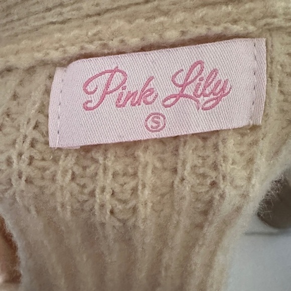 Pink Lily Cream Tan Knit Sweater size small - Picture 7 of 8